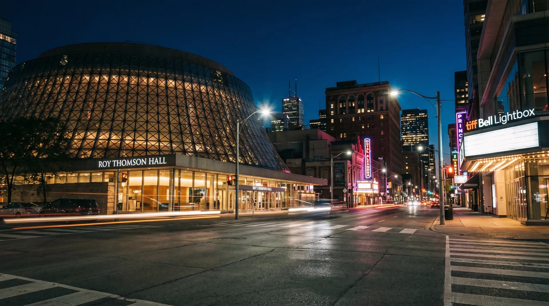 Toronto Entertainment District theatres at night