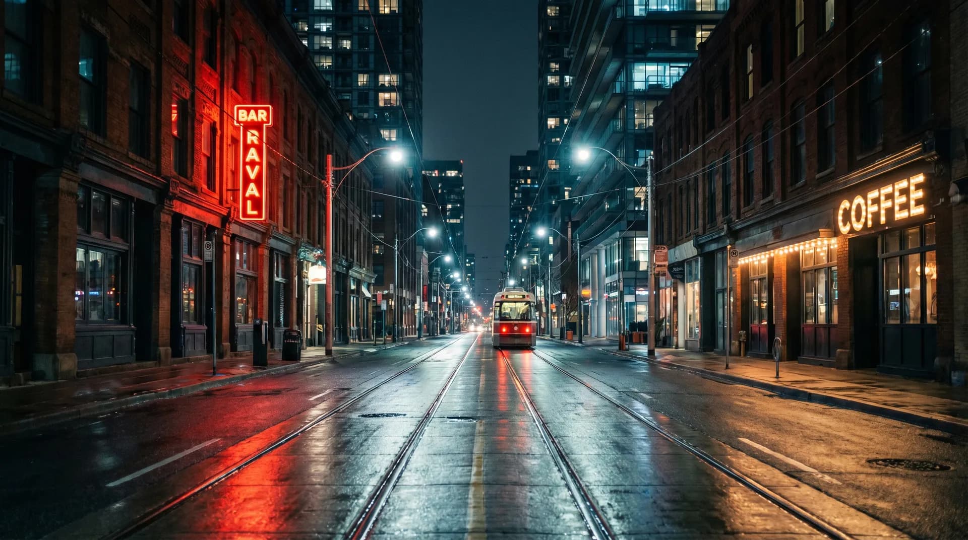 King West Toronto street in winter conditions with salted roads